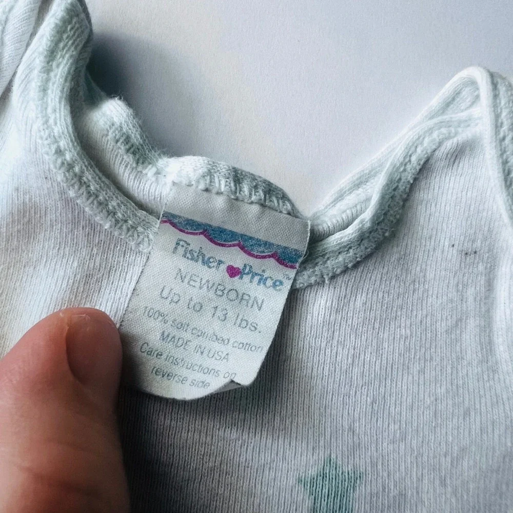 Vintage Fisher-Price Teddy Bear Bodysuit Newborn Made in USA Cotton‎